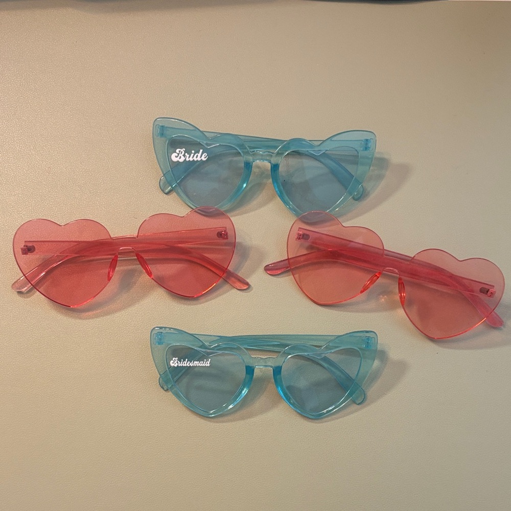 Heart-Shaped Bride and Bridesmaid Sunglasses